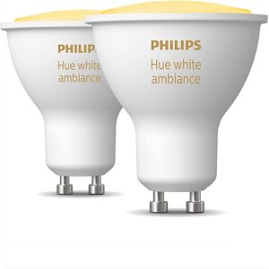 2x Philips Hue Gu10 White Ambiance Smart Spot Light Bulb Bluetooth 350 Lumen 2x Philips Hue Gu10 White Ambiance Smart Spot Light Bulb Bluetooth 350 Lumen
