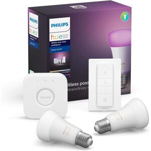 Philips Hue E27 Es White & Colour Ambiance Starter Kit- 2x E27 + Dimmer + Bridge Philips Hue E27 Es White & Colour Ambiance Starter Kit- 2x E27 + Dimmer + Bridge