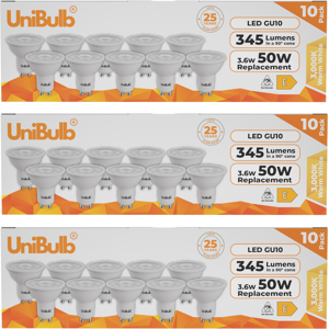 Unibulb GU10 LED Light Bulb - Pack of 30 - 345lm, 3.6W, Warm White Unibulb GU10 LED Light Bulb - Pack of 30 - 345lm, 3.6W, Warm White