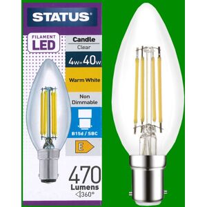 Status 10x 4w (=40w) Led Filament Clear Candle Light Bulbs, Sbc, B15, 2700k B15d Lamps Status 10x 4w (=40w) Led Filament Clear Candle Light Bulbs, Sbc, B15, 2700k B15d Lamps