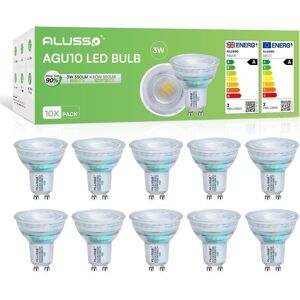 Alusso Energy Saving Class A Gu10 Led Bulbs Warm White 2700k, 3w 550lm Super Br Alusso Energy Saving Class A Gu10 Led Bulbs Warm White 2700k, 3w 550lm Super Br