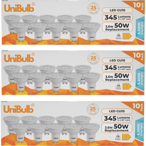 Unibulb Gu10 Daylight LED Light Bulb - Replaces 50W - Pack of 30 Unibulb Gu10 Daylight LED Light Bulb - Replaces 50W - Pack of 30