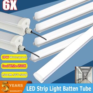 Kartols 6x 5ft Led Strip Light Batten Tube Light Ip66 Garage Lamp Office Shop 6500k Kartols 6x 5ft Led Strip Light Batten Tube Light Ip66 Garage Lamp Office Shop 6500k