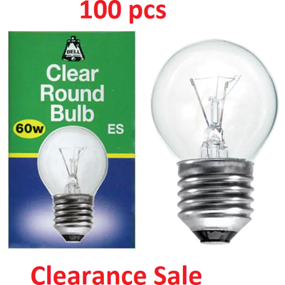 100 X Bell 60w Es E27 Clear Round Golf Light Bulbs Incandescent Dimmable 100 X Bell 60w Es E27 Clear Round Golf Light Bulbs Incandescent Dimmable