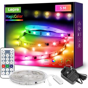 Lepro Magiccolor Led Strip Light 5m, Rainbow Chasing Effects, Remote Control, 3 Lepro Magiccolor Led Strip Light 5m, Rainbow Chasing Effects, Remote Control, 3