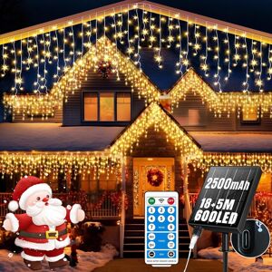 Rjedl Outdoor Solar Christmas Icicle Lights 18+5m/75.5ft 600 Led Solar Icicle String Rjedl Outdoor Solar Christmas Icicle Lights 18+5m/75.5ft 600 Led Solar Icicle String