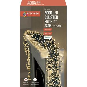 Premier 3000 Led Cluster Indoor Outdoor Christmas Tree Lights Timer - Warm White Premier 3000 Led Cluster Indoor Outdoor Christmas Tree Lights Timer - Warm White