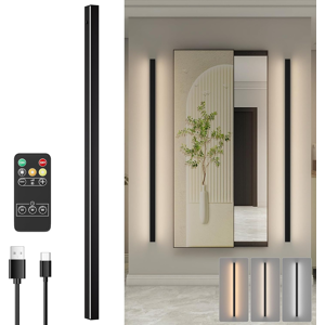 Does Not Apply 8 W Led Battery Wall Light Dimmable, Black Wireless 120 Cm Wall Lamp With Remote Does Not Apply 8 W Led Battery Wall Light Dimmable, Black Wireless 120 Cm Wall Lamp With Remote