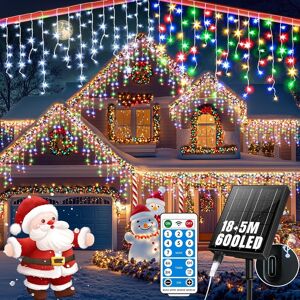 Rjedl Outdoor Solar Christmas Icicle Lights 18+5m/75.5ft 600 Led Icicle String Lights Rjedl Outdoor Solar Christmas Icicle Lights 18+5m/75.5ft 600 Led Icicle String Lights