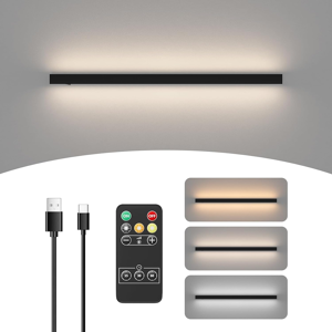 Does Not Apply 6 W Led Battery Wall Light Dimmable, Black Wireless 80 Cm Wall Lamp With Remote Does Not Apply 6 W Led Battery Wall Light Dimmable, Black Wireless 80 Cm Wall Lamp With Remote