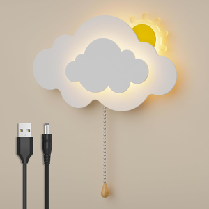 Does Not Apply Led Battery Wall Light Children'S Cloud Wall Lamp With Pull Switch, Battery Oper Does Not Apply Led Battery Wall Light Children'S Cloud Wall Lamp With Pull Switch, Battery Oper