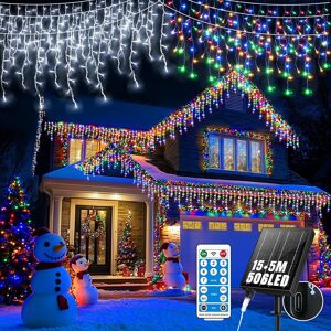 Gcmacau Solar Christmas Icicle Lights Outdoor 15+5m 65.6ft 506 Led Solar Icicle Gcmacau Solar Christmas Icicle Lights Outdoor 15+5m 65.6ft 506 Led Solar Icicle