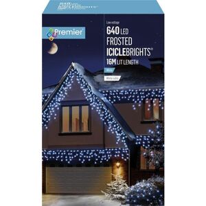 Premier 640 Led Frosted Iciclebrights White 16m (White Cable) Premier 640 Led Frosted Iciclebrights White 16m (White Cable)
