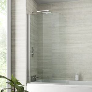 Affine Modern Bathroom Bath Shower Screen Curved Chrome 800mm Reversible 6mm Glass Affine Modern Bathroom Bath Shower Screen Curved Chrome 800mm Reversible 6mm Glass