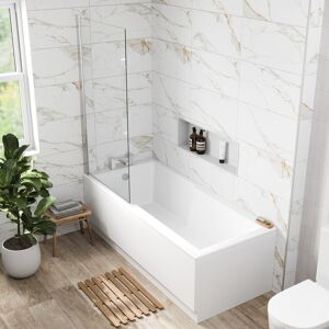 Affine Bathroom Single Ended 1700x750mm Straight Bath Side End Panel Screen White Affine Bathroom Single Ended 1700x750mm Straight Bath Side End Panel Screen White