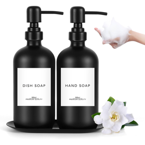 Does Not Apply 2 Pack Glass Soap Dispenser Bottle With Pump, 16 Oz Hand Soap Bottle Set With St Does Not Apply 2 Pack Glass Soap Dispenser Bottle With Pump, 16 Oz Hand Soap Bottle Set With St