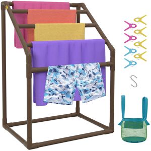 Vevor Outdoor Towel Rack Pool Towel Rack 5 Bar Trapezoidal Brown Freestanding Vevor Outdoor Towel Rack Pool Towel Rack 5 Bar Trapezoidal Brown Freestanding