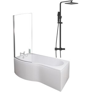 Ceramica Bathroom P Shaped Shower Bath 1700mm Lh Mixer Shower Screen Side End Panel White Ceramica Bathroom P Shaped Shower Bath 1700mm Lh Mixer Shower Screen Side End Panel White