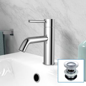 Nes Home Chrome Deck Mounted Round Single Lever Basin Mono Tap With Waste Nes Home Chrome Deck Mounted Round Single Lever Basin Mono Tap With Waste