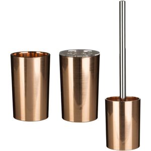 Premier Housewares Set Of 3 Shine Rose Gold Toothbrush Holder Plastic Toilet Brush Bath Accessory Premier Housewares Set Of 3 Shine Rose Gold Toothbrush Holder Plastic Toilet Brush Bath Accessory