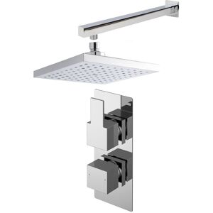 Nuie Sanford Twin Square Thermostatic Concealed Shower Valve Fixed Head Chrome Nuie Sanford Twin Square Thermostatic Concealed Shower Valve Fixed Head Chrome