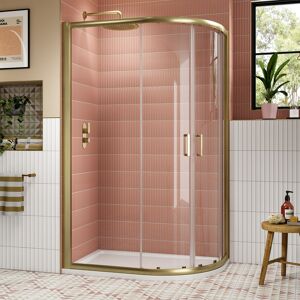 Nuie Lucie Brushed Brass Offset Quadrant Shower Enclosure 1200mm X 800mm - 8mm Glass Nuie Lucie Brushed Brass Offset Quadrant Shower Enclosure 1200mm X 800mm - 8mm Glass
