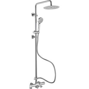 Enki Deck Mounted Thermostatic Bath Shower Mixer Valve & Dual Rigid Riser Kit Chrome Enki Deck Mounted Thermostatic Bath Shower Mixer Valve & Dual Rigid Riser Kit Chrome