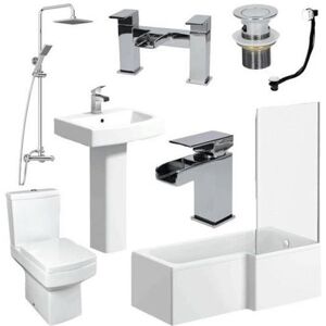 Affine Complete Bathroom Suite 1600mm Right Hand Bath Screen Toilet Basin Taps - Bathroom Suite Affine Complete Bathroom Suite 1600mm Right Hand Bath Screen Toilet Basin Taps - Bathroom Suite