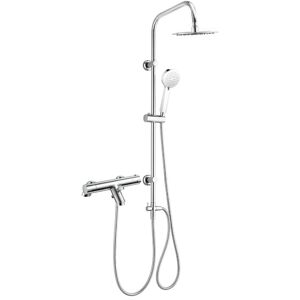 Enki Thermostatic Deck Mounted Bath Shower Mixer Valve Dual Rigid Riser Kit Chrome Enki Thermostatic Deck Mounted Bath Shower Mixer Valve Dual Rigid Riser Kit Chrome