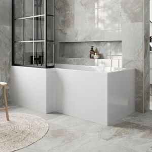 Affine L Shaped Shower Bath Front Side Panel Modern Bathroom White Gloss Mdf 1700mm Affine L Shaped Shower Bath Front Side Panel Modern Bathroom White Gloss Mdf 1700mm