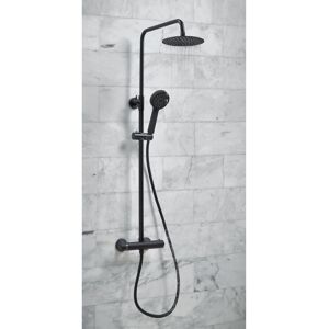 Sc Exposed Shower Thermostatic Middleton Round Rigid Riser Set Matt Black Bathroom Sc Exposed Shower Thermostatic Middleton Round Rigid Riser Set Matt Black Bathroom