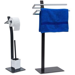 Relaxdays 2 Piece Bathroom Set Grao Towel Rack Toilet Brush Holder Toilet Roll Holder Relaxdays 2 Piece Bathroom Set Grao Towel Rack Toilet Brush Holder Toilet Roll Holder