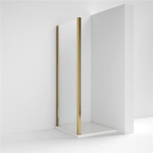 Nuie Rene Brushed Brass Profile Side Panel 700mm Wide - 6mm Glass Nuie Rene Brushed Brass Profile Side Panel 700mm Wide - 6mm Glass