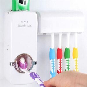 Livivo Automatic Toothpaste Dispenser 5 Toothbrush Holder Set Wall Mounted For Bathroom Livivo Automatic Toothpaste Dispenser 5 Toothbrush Holder Set Wall Mounted For Bathroom