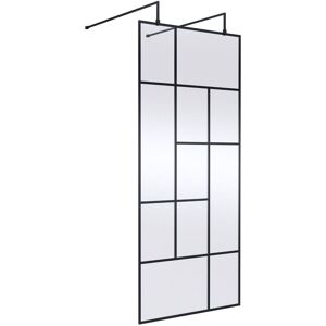 Hudson Reed 900mm Abstract Grid Wet Room Screen 8mm Glass Support Bar & Feet Hudson Reed 900mm Abstract Grid Wet Room Screen 8mm Glass Support Bar & Feet