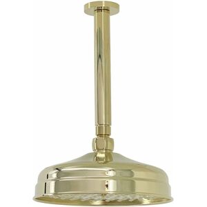 Fixed Shower Head Arm Ceiling Mounted Traditional 200mm Gold Brass Enki Ra050 Fixed Shower Head Arm Ceiling Mounted Traditional 200mm Gold Brass Enki Ra050