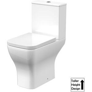 Nuie Ava Comfort Height Close Coupled Toilet - Modern Square White WC Nuie Ava Comfort Height Close Coupled Toilet - Modern Square White WC