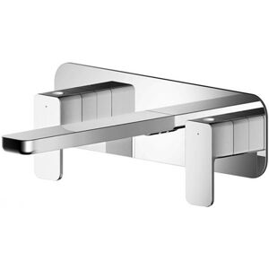 Nuie Windon 3-Hole Wall Mounted Basin Mixer Tap With Plate - Chrome Nuie Windon 3-Hole Wall Mounted Basin Mixer Tap With Plate - Chrome