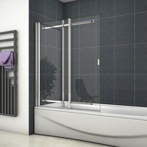 Aica Chrome Bathroom Sliding Over Bath Shower Screen 6mm Safety Glass 900x1400mm Aica Chrome Bathroom Sliding Over Bath Shower Screen 6mm Safety Glass 900x1400mm
