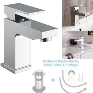 Lanza Mono Basin Mixer With Push Waste Tap141 Modern Square Bathroom Sink Tap Lanza Mono Basin Mixer With Push Waste Tap141 Modern Square Bathroom Sink Tap