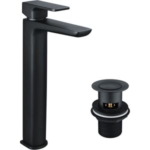 Willesden Bathrooms Matte Black Finn Basin Mixer Tall Tap & Waste Willesden Bathrooms Matte Black Finn Basin Mixer Tall Tap & Waste