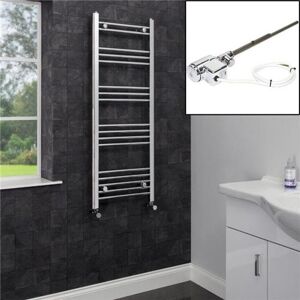 Duratherm Dual Fuel Heated Towel Rail Chrome Designer Flat Thermostatic Electric 1200x600 Duratherm Dual Fuel Heated Towel Rail Chrome Designer Flat Thermostatic Electric 1200x600