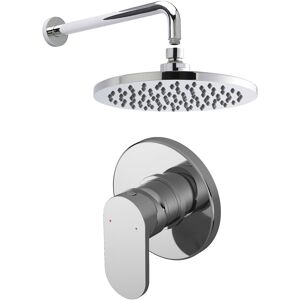 Nuie Binsey Round Manual Concealed Shower Valve With Fixed Head And Arm - Chrome Nuie Binsey Round Manual Concealed Shower Valve With Fixed Head And Arm - Chrome