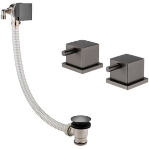 Enki Bath Filler Waste Overflow W/ 2x Deck Side Valves Square Pop Up Gunmetal Grey Enki Bath Filler Waste Overflow W/ 2x Deck Side Valves Square Pop Up Gunmetal Grey