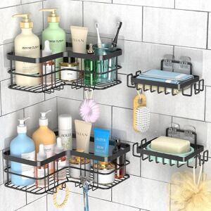 Yazoni Conner Shower Caddy 4-Pack, Adhesive Bathroom Shelves With Soap Holder N Yazoni Conner Shower Caddy 4-Pack, Adhesive Bathroom Shelves With Soap Holder N