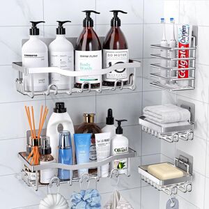 Pkbd Rustproof Stainless Steel Shower Caddy 5 Pack, Bathroom Storage Accessor... Pkbd Rustproof Stainless Steel Shower Caddy 5 Pack, Bathroom Storage Accessor...