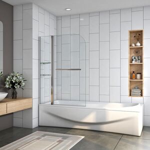 Aica 180°pivot Bath Shower Screen 6mm Safety Glass With Shelve&towel Rail 1200x1400mm Aica 180°pivot Bath Shower Screen 6mm Safety Glass With Shelve&towel Rail 1200x1400mm