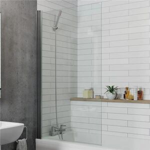 Aurora Bathroom Bath Shower Screen Square Modern Over Chrome 800mm Reversible 6mm Glass - Shower Screen Aurora Bathroom Bath Shower Screen Square Modern Over Chrome 800mm Reversible 6mm Glass - Shower Screen