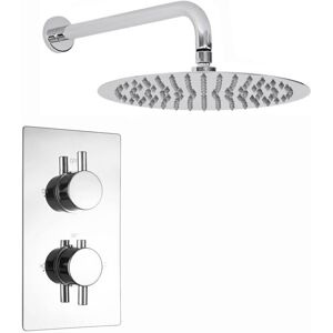 Shower Slider Rail Kit Round Naples Concelaed Thermostatic 8" Chrome Enki Sh0032 Shower Slider Rail Kit Round Naples Concelaed Thermostatic 8" Chrome Enki Sh0032