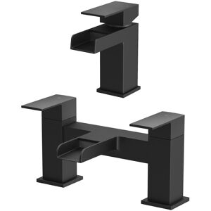 Affine Bathroom Modern Black Waterfall Basin Sink Bath Mono Mixer Tap Taps Set Hot Cold Affine Bathroom Modern Black Waterfall Basin Sink Bath Mono Mixer Tap Taps Set Hot Cold